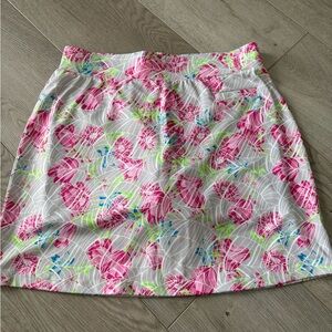 Pebble Beach Pink and White Floral A-Line Skirt